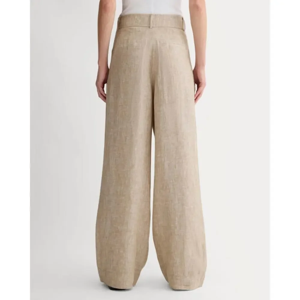 NWT Everlane Women's The Linen Way-High Drape Pant in Cornstarch Chambray sz 8
